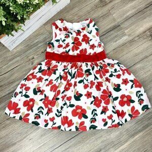 Little Girl Red Festive Floral Dress